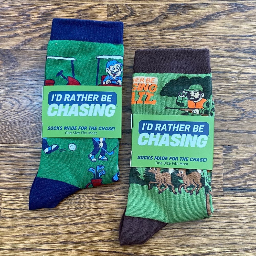 Bundle of 2 Pairs of Humorous I’d Rather Be Chasing Socks for Men‎